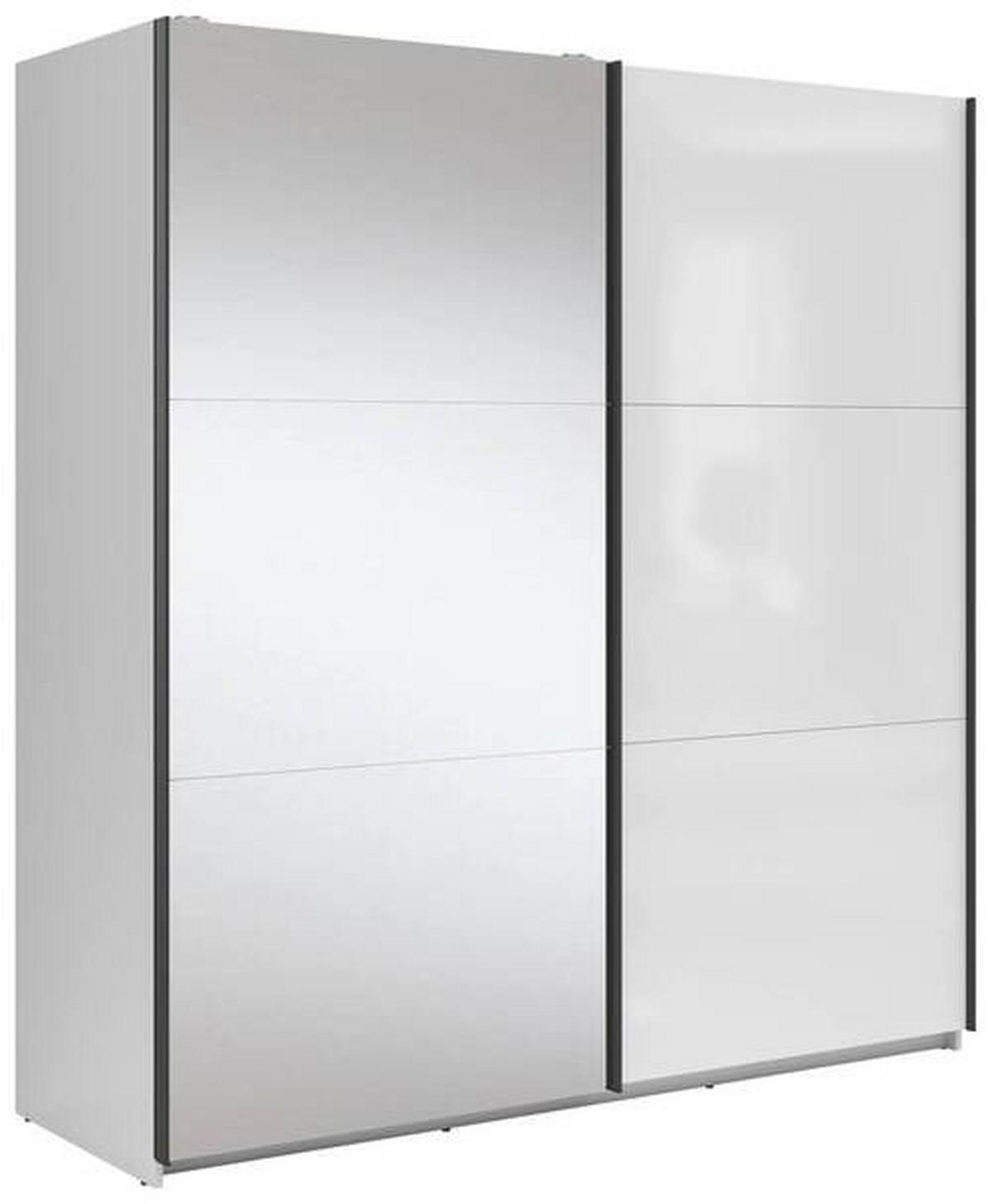 Schwebetürenschrank Tetrix - Klar/Weiß Hochglanz, MODERN, Glas/Holzwerkstoff (183/195,5/60cm) - MID.YOU