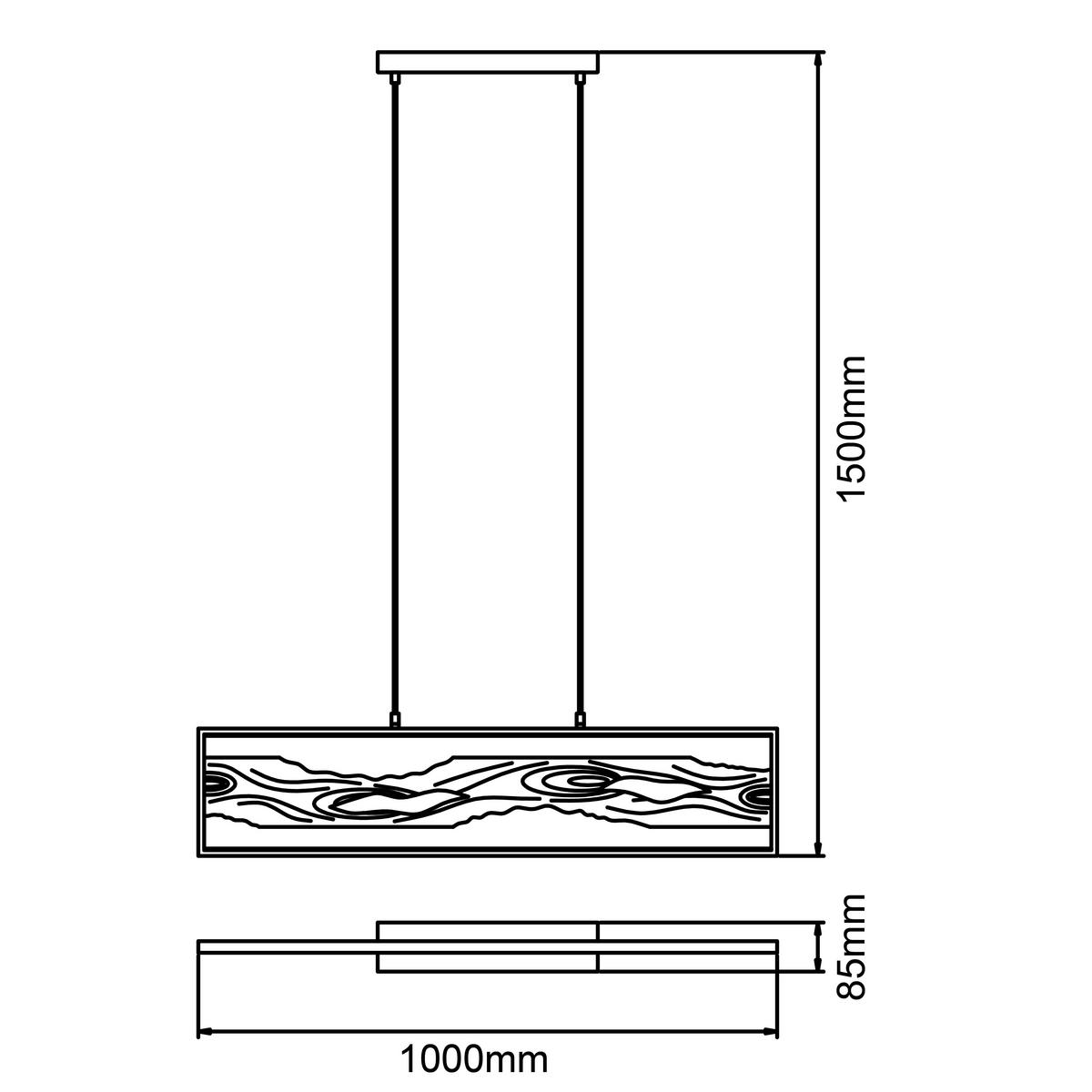 Led-hängeleuchte Chaumont H: 100 Cm - Schwarz/Braun, Natur, Holz/Metall (150/20/100cm) - Brilliant
