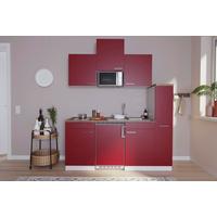 Küchenzeile Economy M. Geräten 180 Cm Rot/nussbaum Dekor - Rot/Nussbaumfarben, Basics, Holzwerkstoff (180/200/60cm) - Respekta