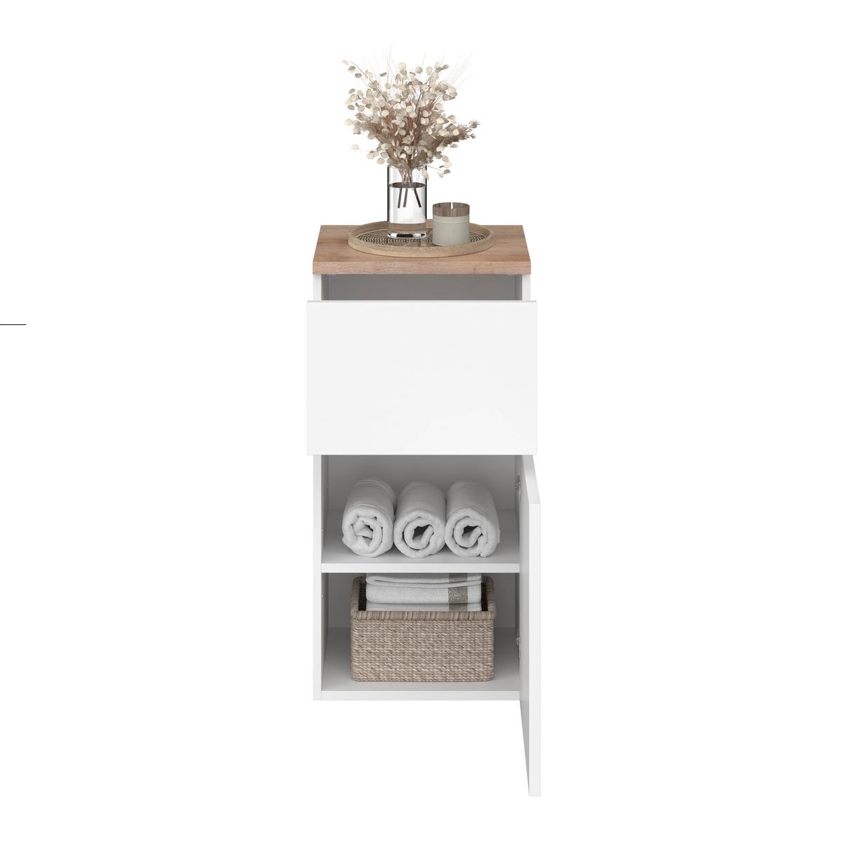 Unterschrank Marbella B: 40 cm Weiß/Eiche Dekor - Weiß, MODERN, Holzwerkstoff (40/81,2/35cm)