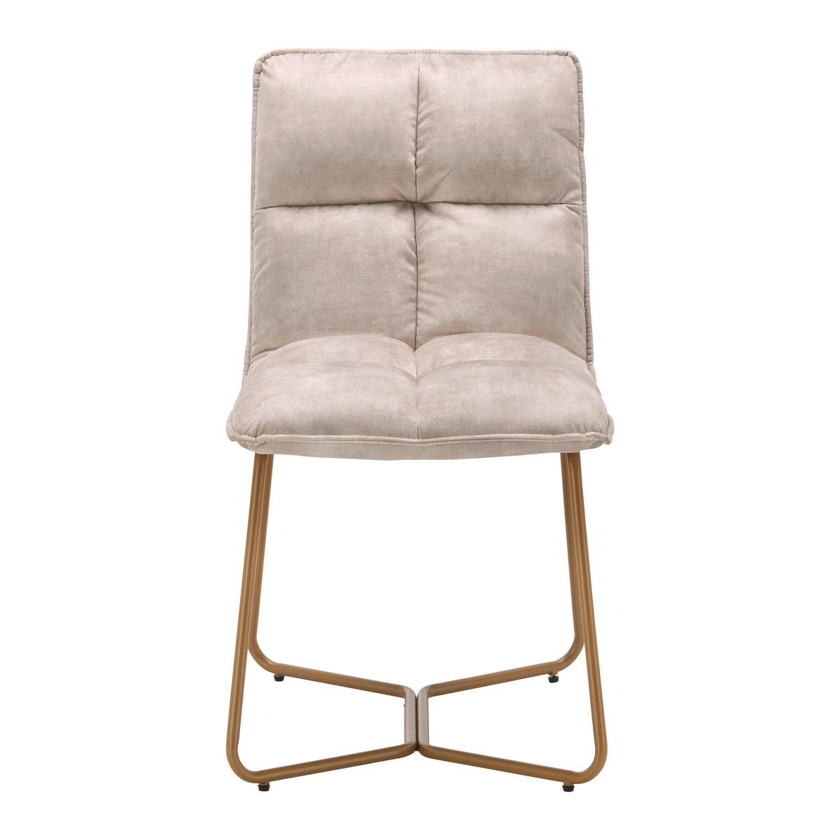 Stolička zo zamatu Fonia - béžová - zlatá/béžová, Modern, kov/drevo (49/85,5/57,5cm) - Bessagi Home