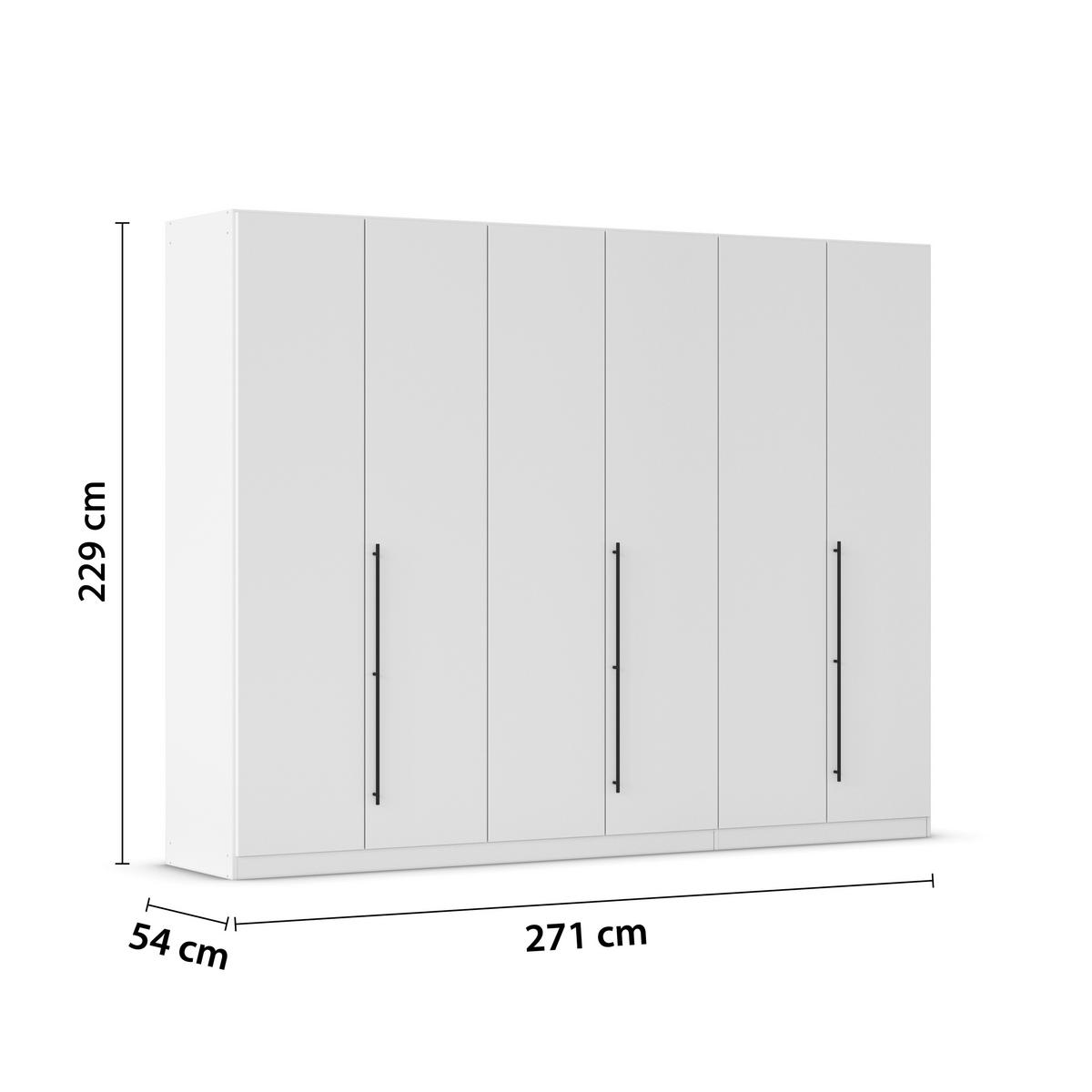 Kleiderschrank Safari B: 271 cm - Weiß/Grau, KONVENTIONELL, Holzwerkstoff (271/229/54cm)