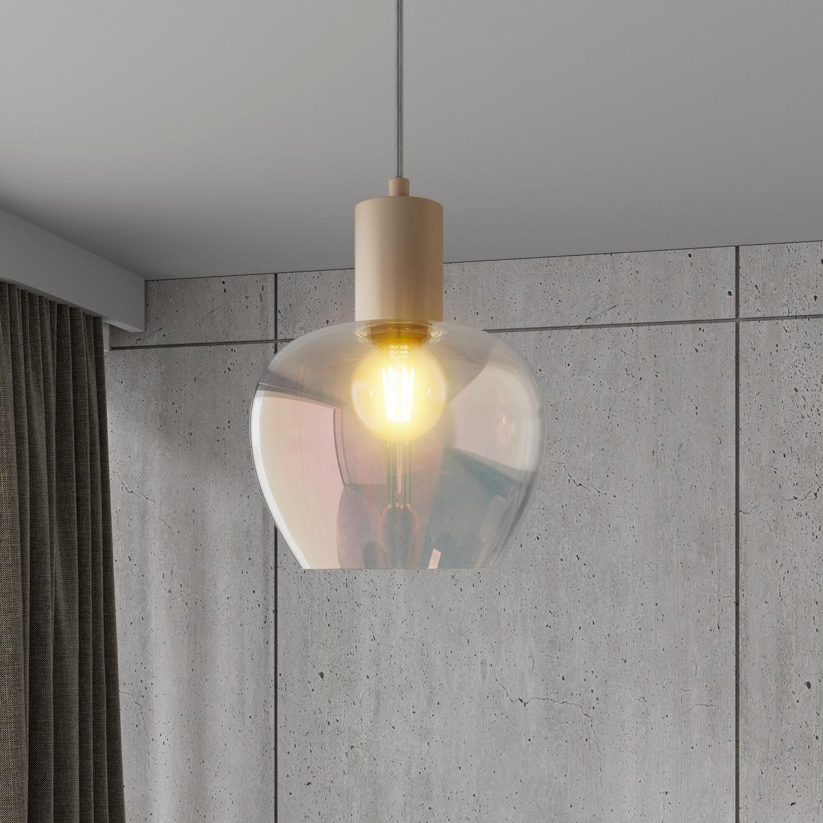 HÄNGELEUCHTE RENI - Champagner/Transparent, MODERN, Glas/Kunststoff (86/18/120cm)