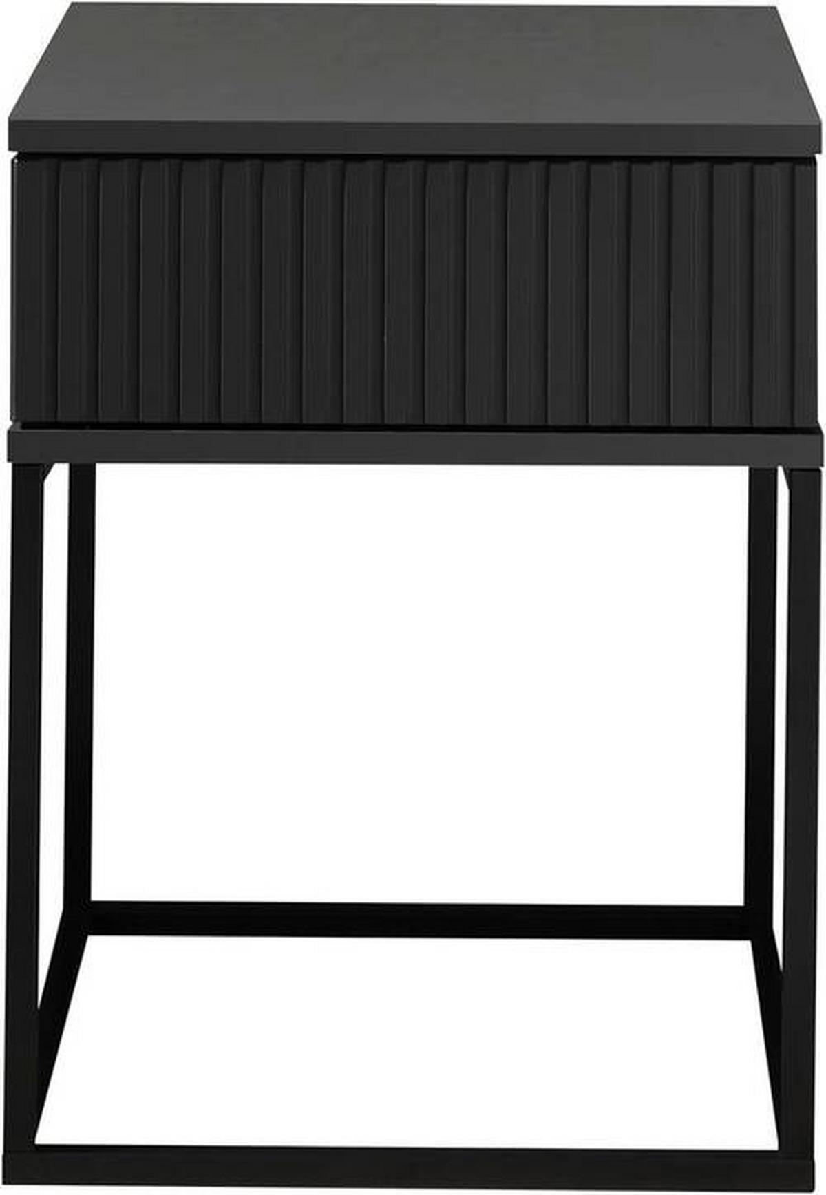 Nočný stolík MARLE grafit - čierna/grafitová, Modern, kov/kompozitné drevo (40/52/38,5cm) - Hom`in
