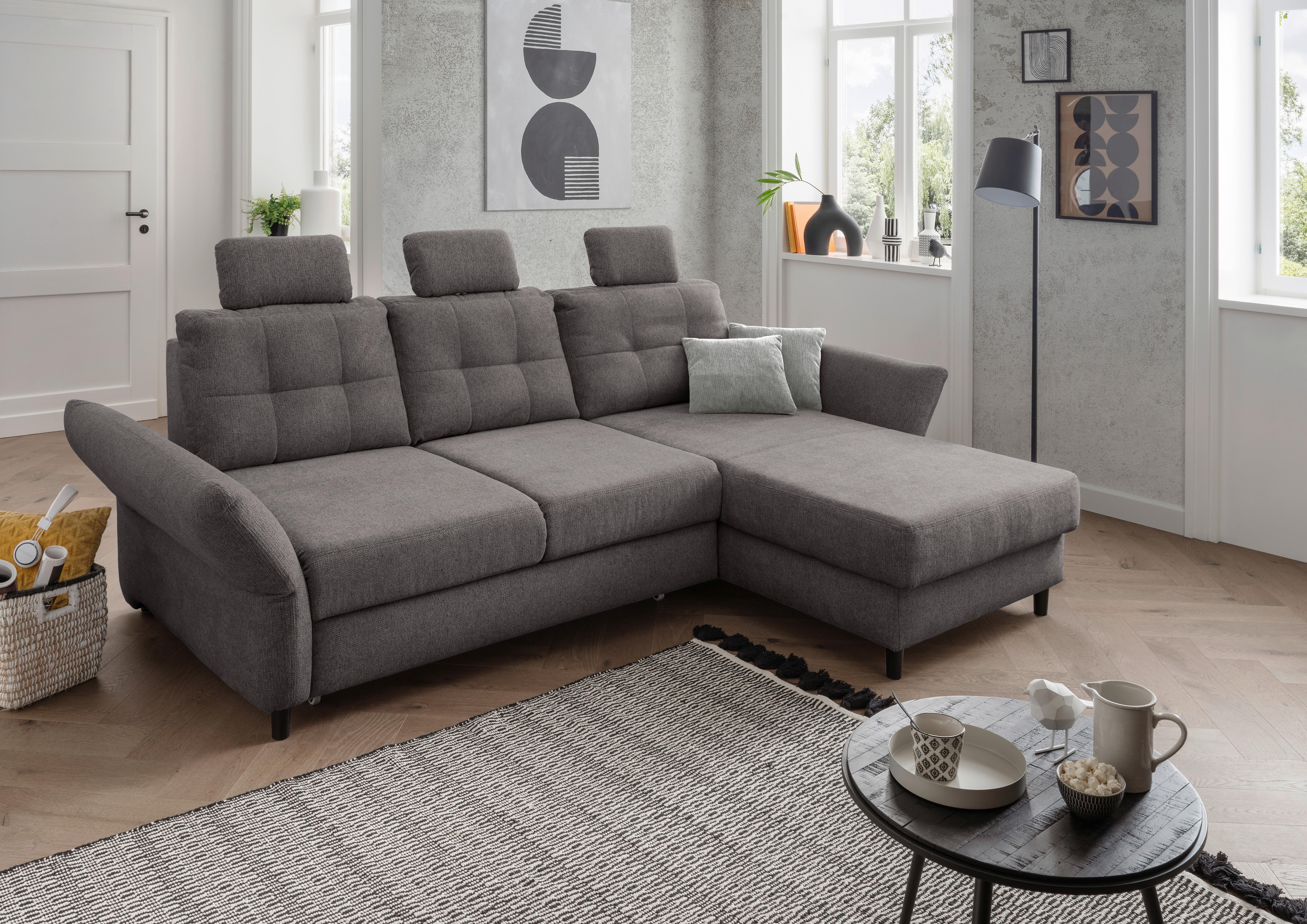 Ecksofa Brizzini Graubraun S: 250-280/176 cm - Graubraun/Hellgrau, MODERN, Holz/Textil (250-280/176cm) - Livetastic