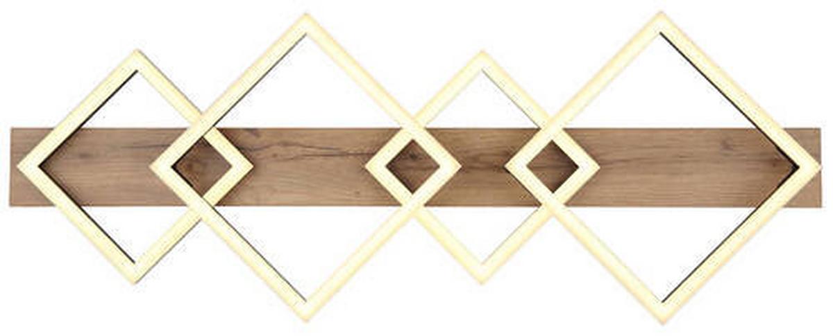 LED-Deckenleuchte 67294d3 - Dunkelbraun/Opal, Natur, Holzwerkstoff/Kunststoff (82/31/8,5cm) - Globo