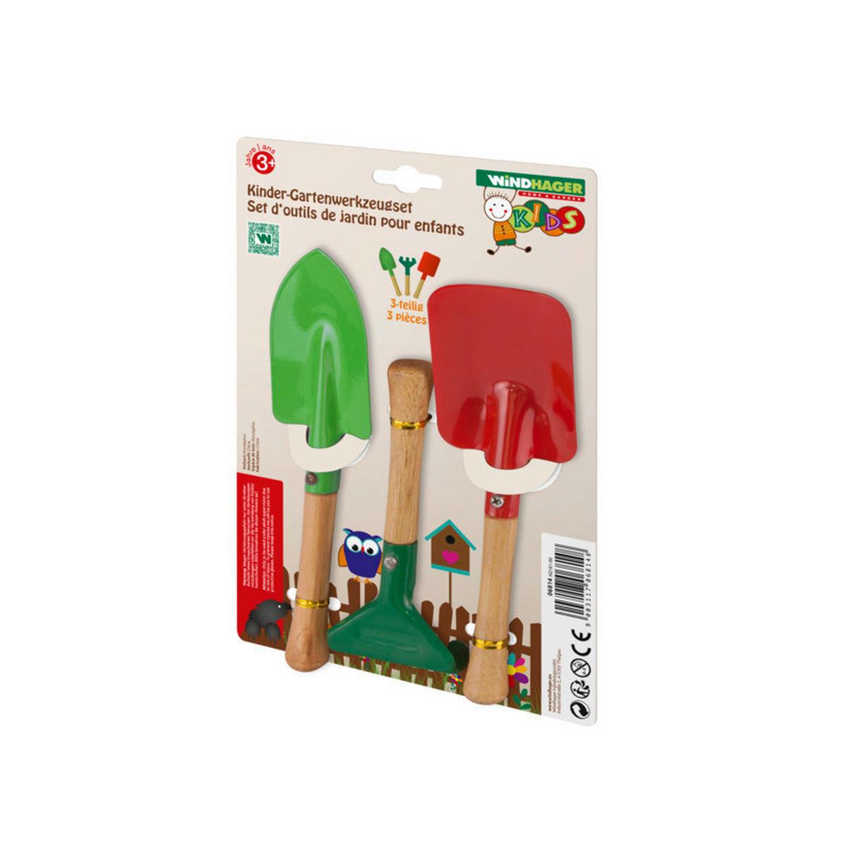 Kinderwerkzeugset Wi-Kids Gartenwerkzeugset 3tlg - Rot/Grün, Basics, Holz/Metall - Windhager