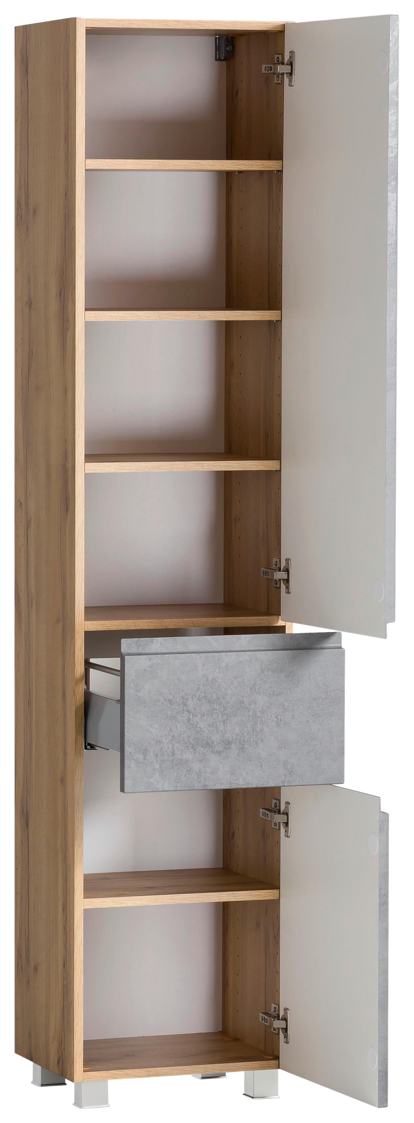 Hochschrank mit Drehtüren, Schublade und Einlegeböden