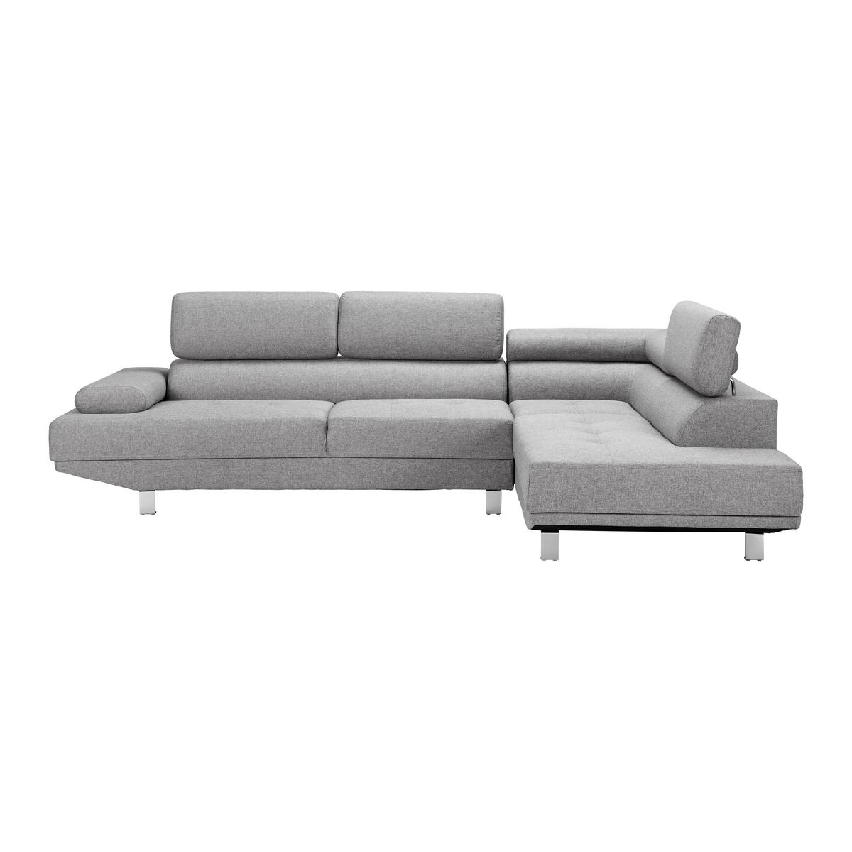 Sedací souprava EMELY, světle šedá - světle šedá/barvy chromu, Moderní, kov/dřevo (267/70/195cm) - Bessagi Home
