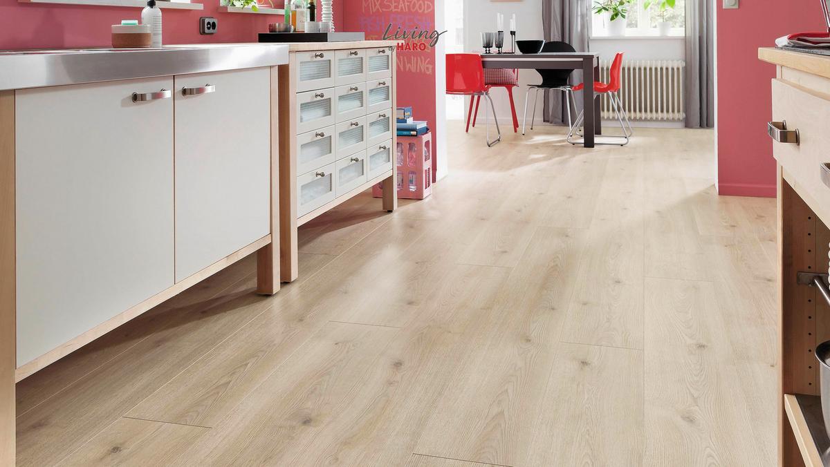 Laminatboden Eiche Toronto Steingr Auth Landhausdiele Stärke 8mm - Eichefarben/Weiß, Natur, Holzwerkstoff (220/24,3/0,8cm) - Living by HARO