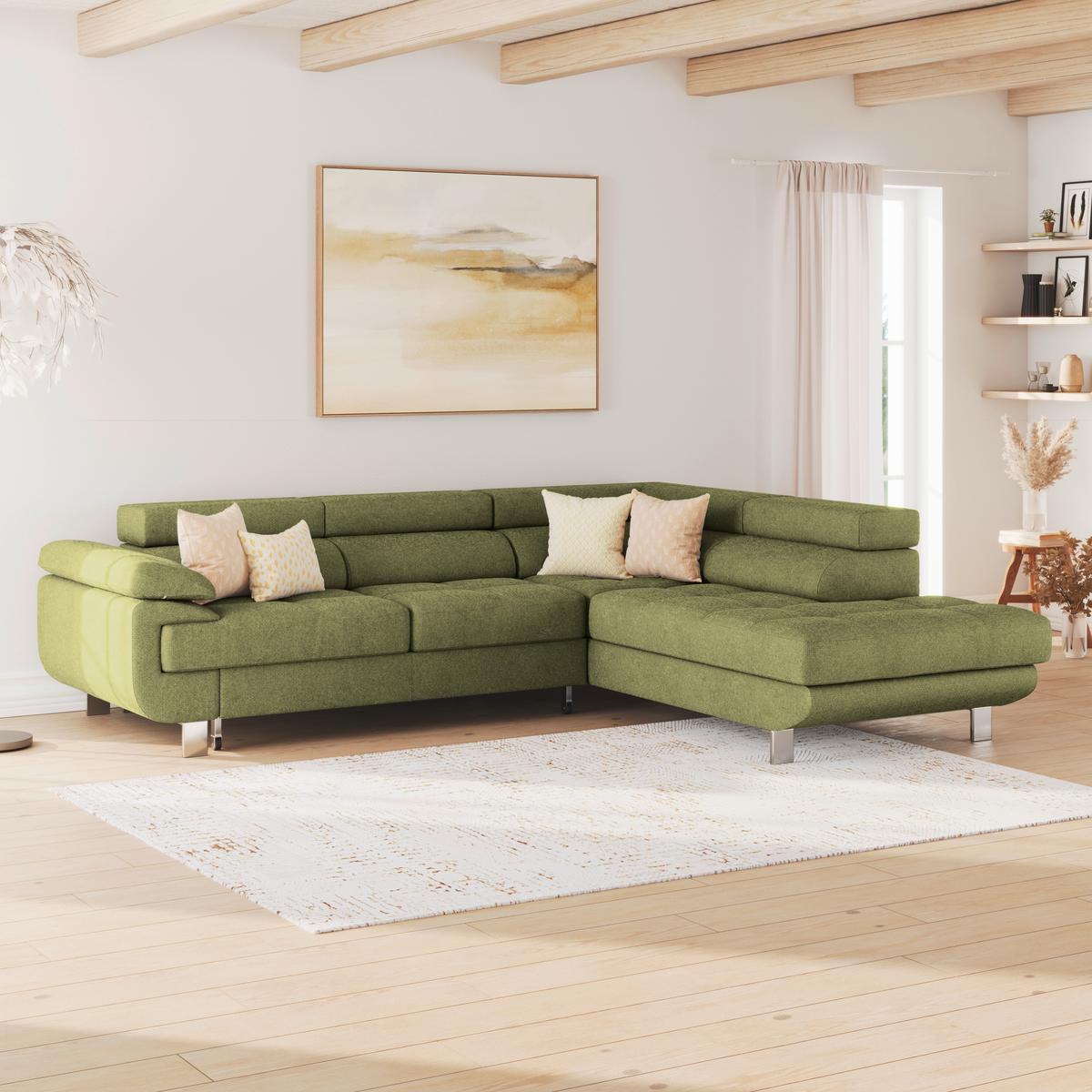 Ecksofa Savona - Khaki, MODERN, Textil (270/230cm) - Ondega