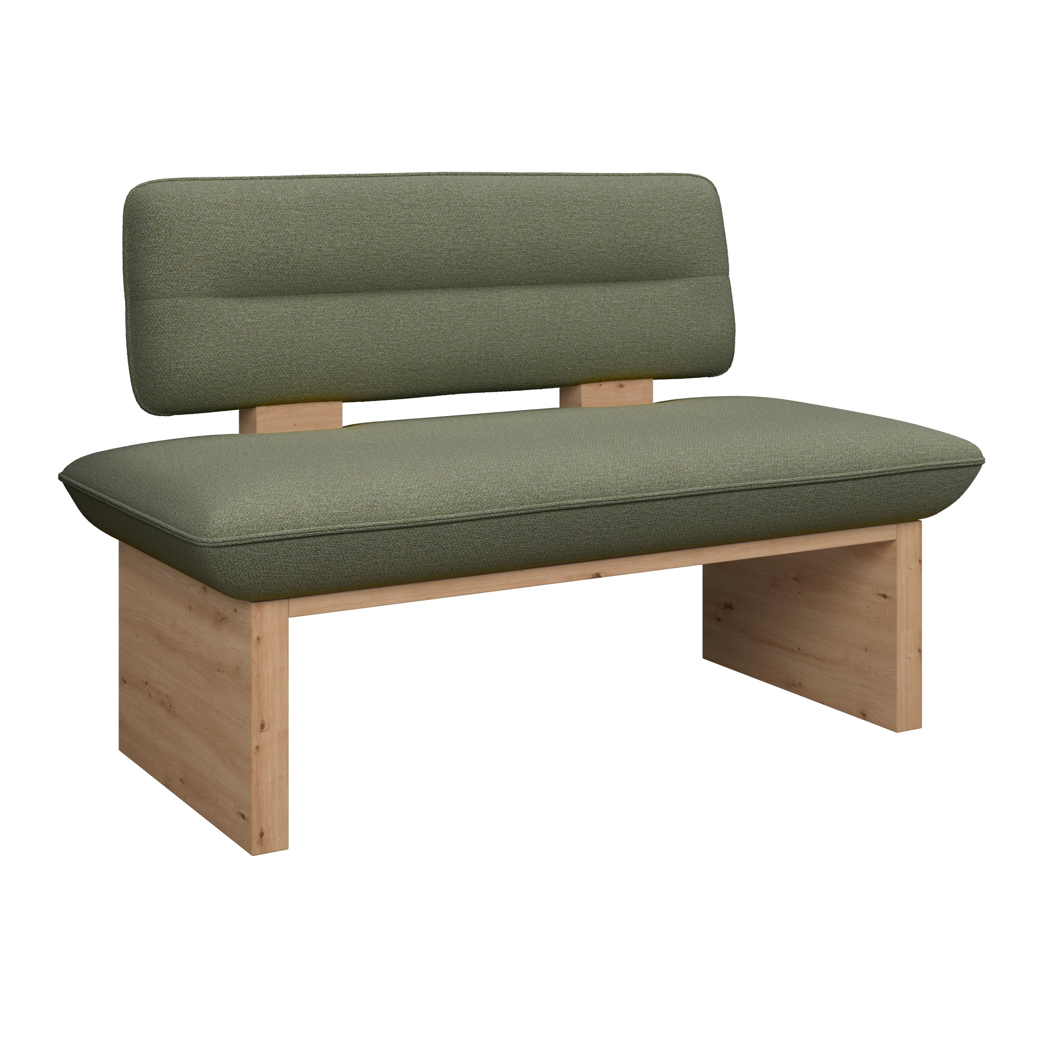 Sitzbank Beluna II Webstoff grün, B: 160cm - Eichefarben/Schwarz, KONVENTIONELL, Holzwerkstoff/Textil (160/87/67cm) - James Wood