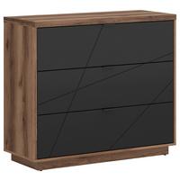 Kommode 106 Cm Forn Chest Of Drawers, Eiche Dekor - Eichefarben/Schwarz, Design, Holzwerkstoff (106/93/42,5cm)