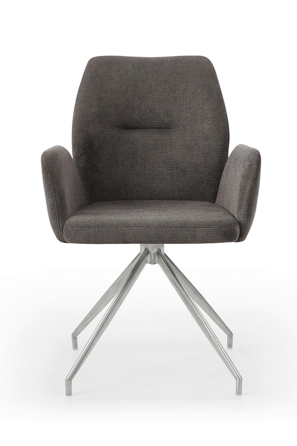 Tischgruppe D. Grau/Walnussfarben L: 180cm - Dunkelgrau/Silberfarben, MODERN, Holz/Textil (180/90/75cm) - Livetastic