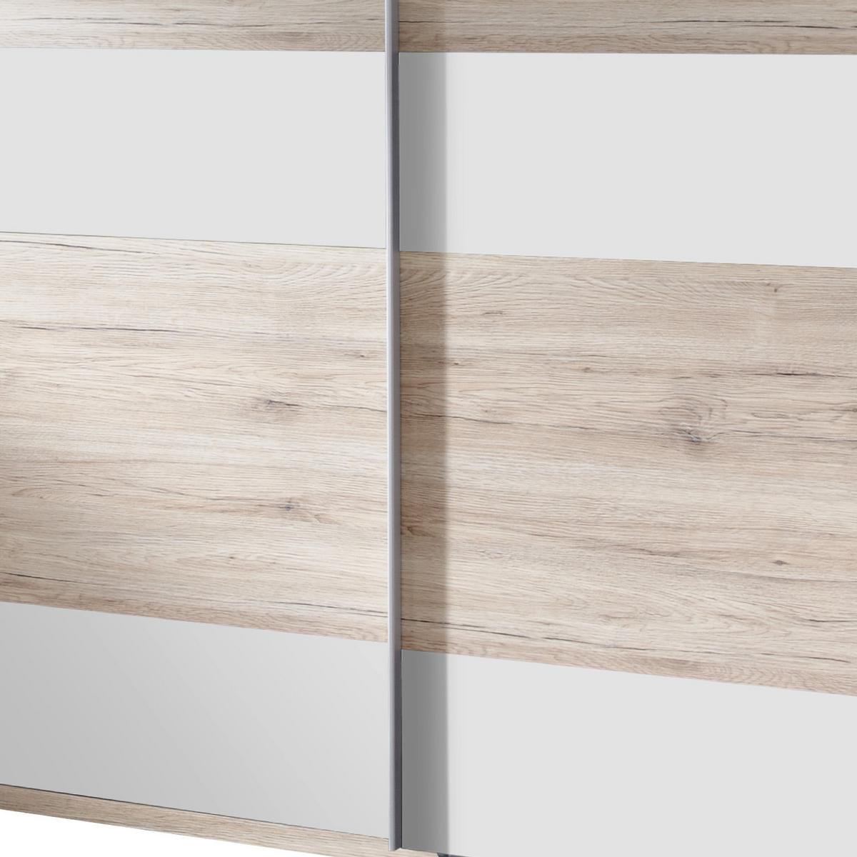 Schwebetürenschrank 135cm Chess, Eiche Dekor/Weiß - Eichefarben/Weiß, Design, Holzwerkstoff (135/198/64cm) - MID.YOU