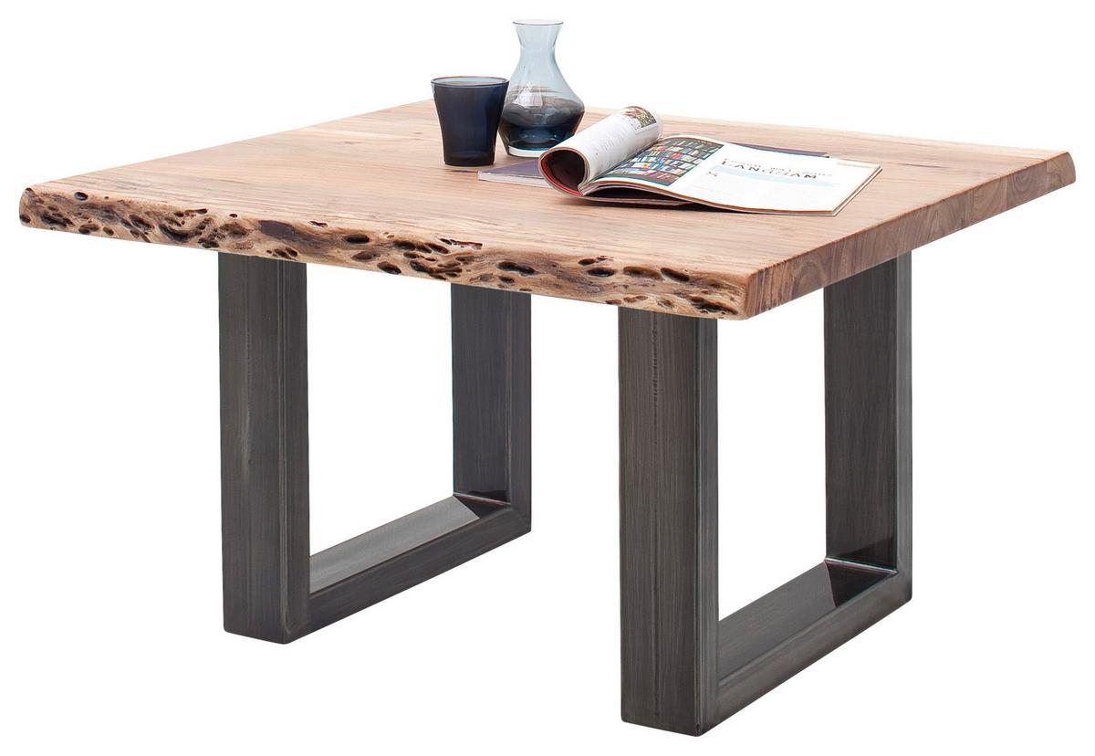 Couchtisch Holz mit Massiver Tischplatte Cartagena, Akazie - Akaziefarben/Nickelfarben, MODERN, Holz/Metall (75/45/75cm)