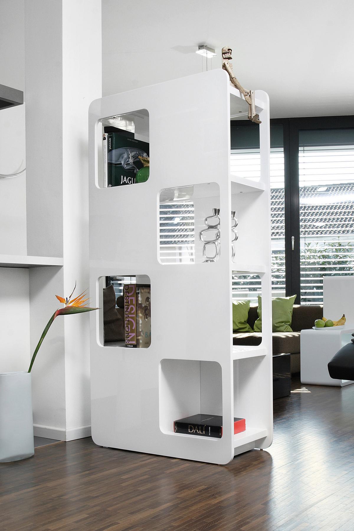 Raumteiler Weiß Hochglanz B: 81cm - Weiß Hochglanz, Design, Holzwerkstoff (81/168/36cm) - Livetastic