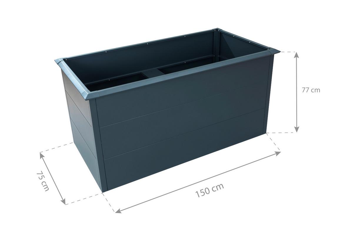 Hochbeet Primus L - Anthrazit, KONVENTIONELL, Metall (75/150/77cm)