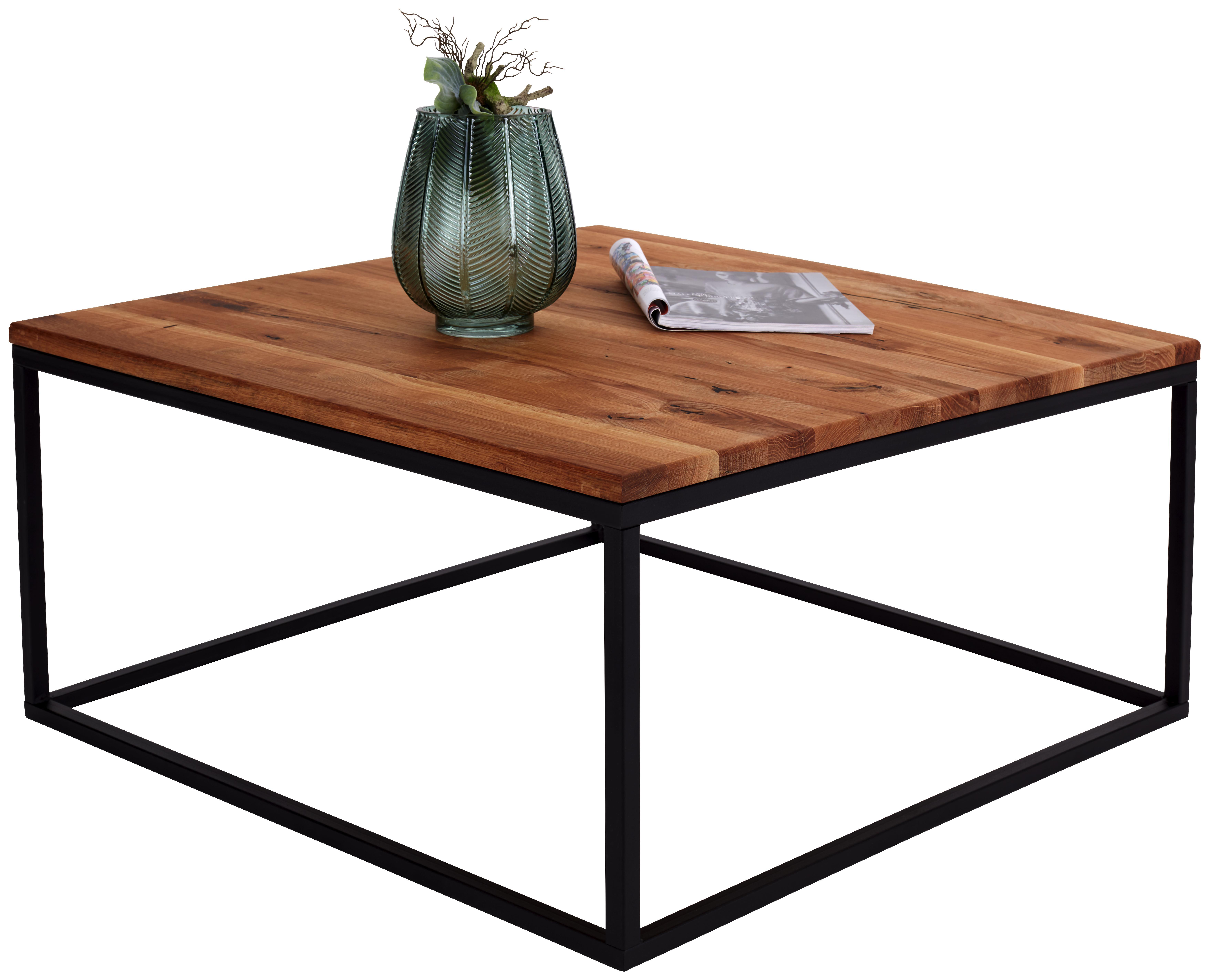 Couchtisch Bregenz - Eichefarben/Schwarz, MODERN, Holz/Metall (85/40/85cm)