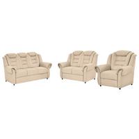 Sitzgarnitur 3-tlg. Boston Beige Lederlook - Beige/Schwarz, KONVENTIONELL, Textil - Livetastic