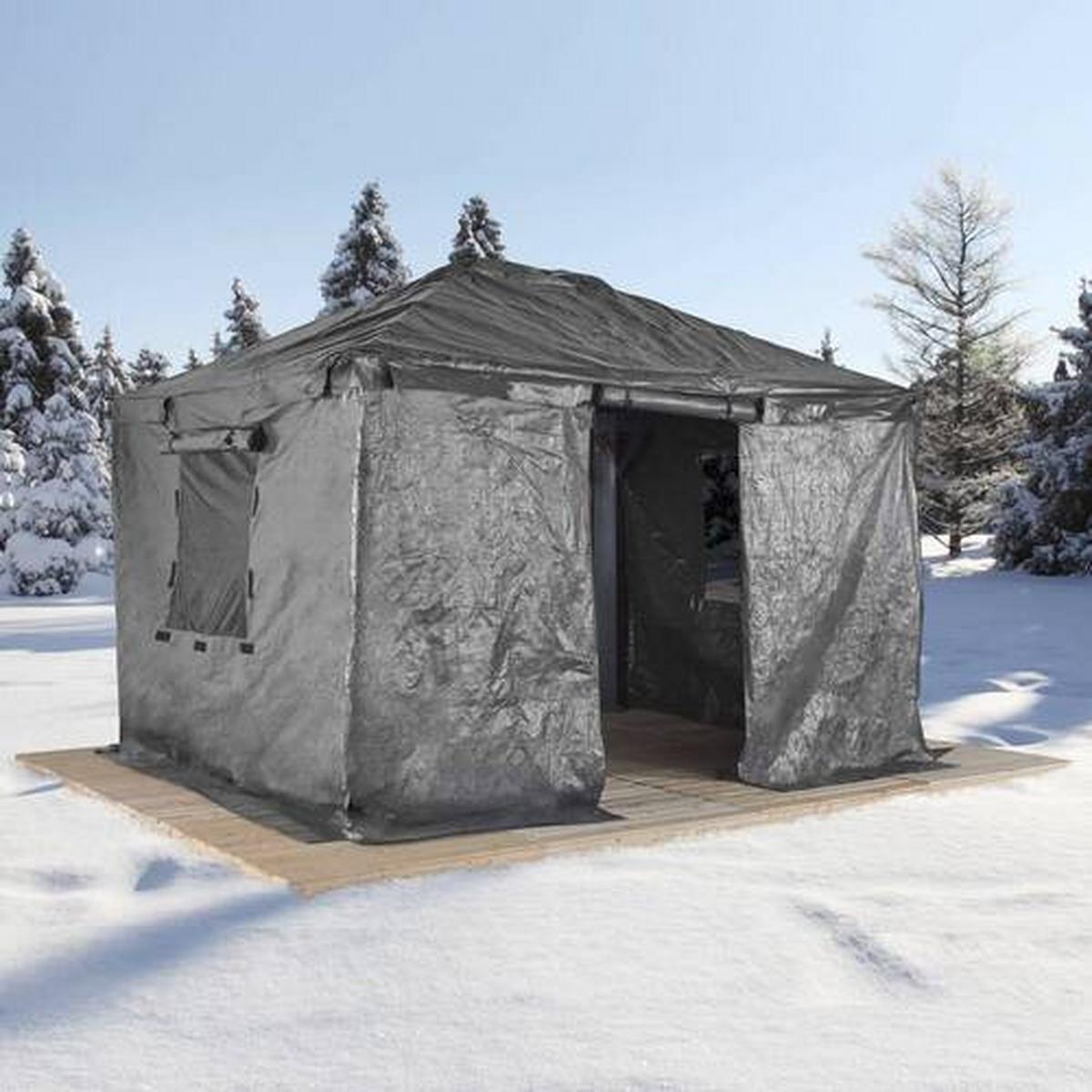 Schutzplane Winterabdeckung Pavillon 10x12 - Grau, Basics, Textil (303/367/292cm)