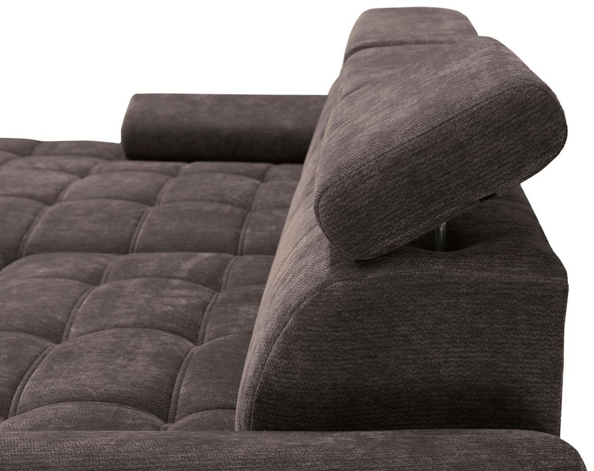 Rohová sedačka VEGAS, levá, tmavě hnědá žinylka - tmavě hnědá/černá, Design, dřevo/textil (173/294cm)