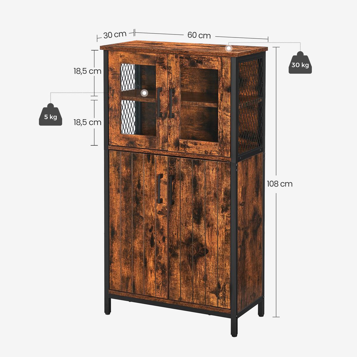 Highboard Schwarz, Dunkelbraun B: 60 Cm - Dunkelbraun/Schwarz, Trend, Holzwerkstoff (60/108/30cm) - MID.YOU