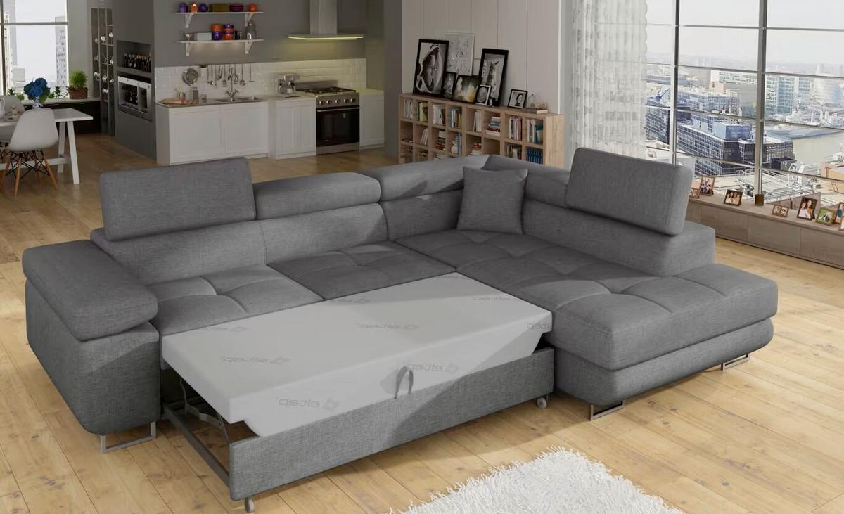 Ecksofa Anton Grau S: 272x203 Cm - Chromfarben/Grau, Design, Textil (272/203cm) - MID.YOU