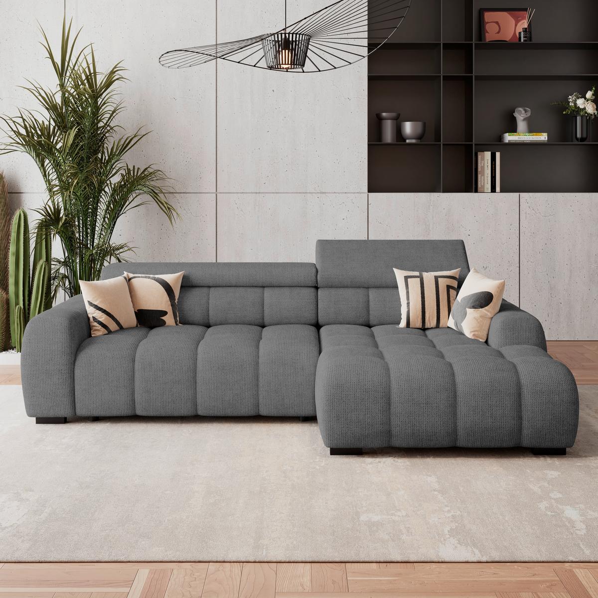 Ecksofa Fargo S Anthrazit, B: 285 Cm - Anthrazit/Schwarz, Trend, Textil (285/168cm)