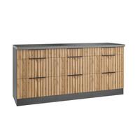 Küchenunterschrank Liverpool Graphit, Eiche Dekor B: 180 Cm - Schieferfarben/Eiche Wotan, Basics, Holzwerkstoff (180/85/60cm) - Held