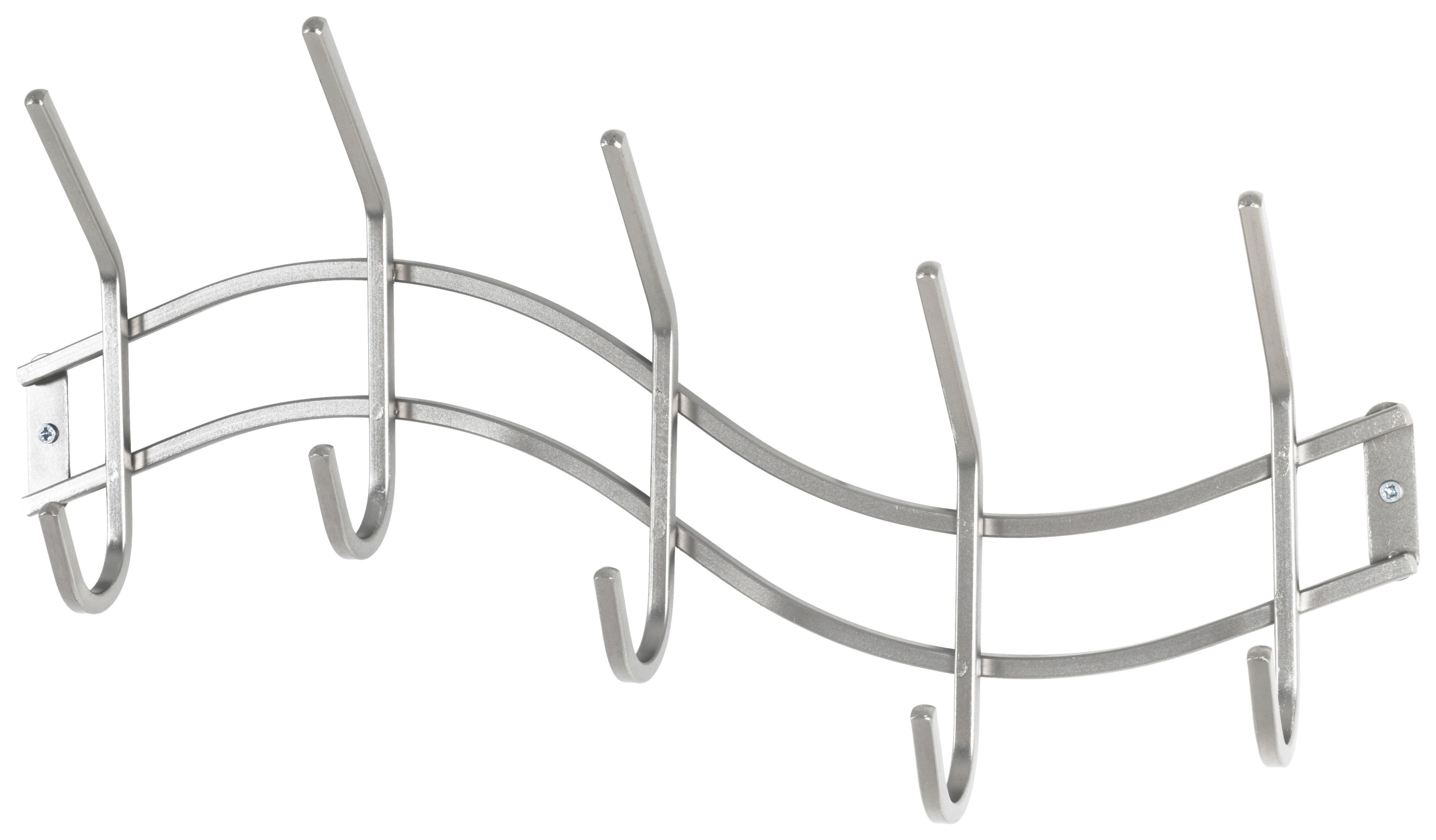 Hakenleiste Finn B: 46 cm Edelstahl 5 Haken - Edelstahlfarben, MODERN, Metall (46/27/9cm)
