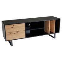 Nízka komoda čierna/dekor dub - čierna/farba duba, Design, kov/kompozitné drevo (150/55/40cm) - Livetastic