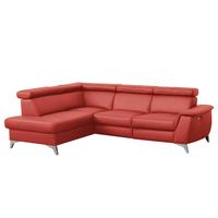 Ecksofa Lince Rot S: 197x257 Cm - Chromfarben/Rot, Design, Leder/Textil (197/257cm) - Livetastic
