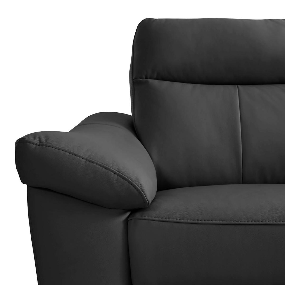 Ecksofa Luna Teilleder Schwarz 242x194 - Chromfarben/Schwarz, Design, Leder/Textil (242/194cm) - Livetastic