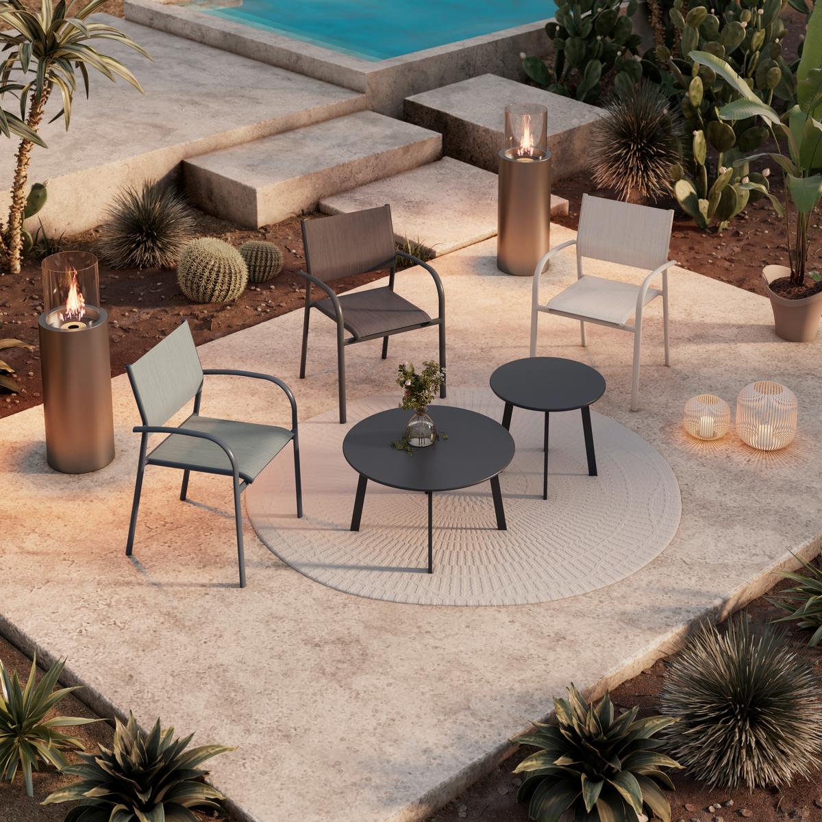 Gartensessel Paris - Anthrazit/Schwarz, MODERN, Textil/Metall (57/85/57cm) - Beldano