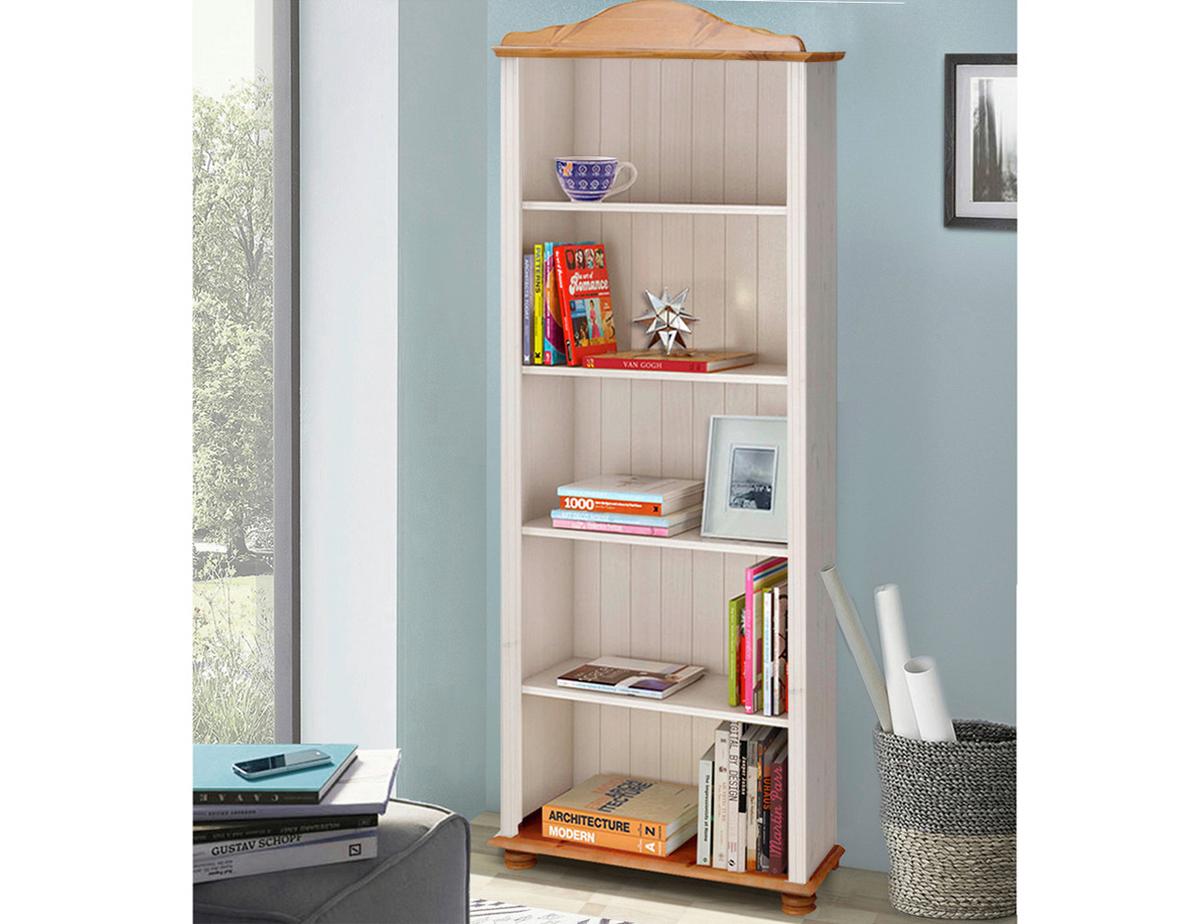 Regal Mette Weiß, Honig B: 77cm - Weiß/Honig, Design, Holz (77/181/31cm) - MID.YOU