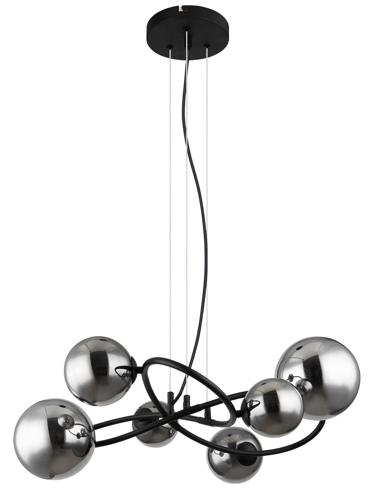 LED-Hängeleuchte 56133-6h - Transparent/Schwarz, Design, Glas/Kunststoff (62,2/58,8/120cm) - Globo