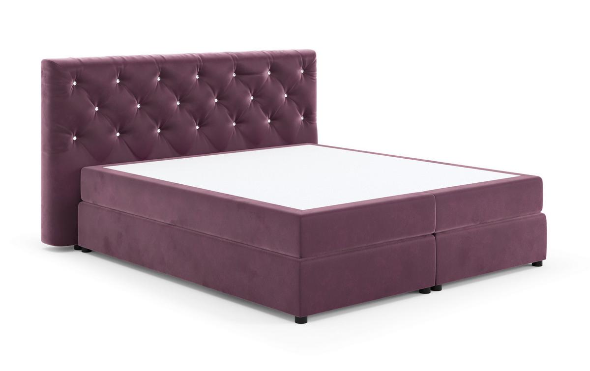 Boxspring-ágy Castle H4, 180/200cm - ibolya, faalapú anyag/textil (180/200cm) - Livetastic