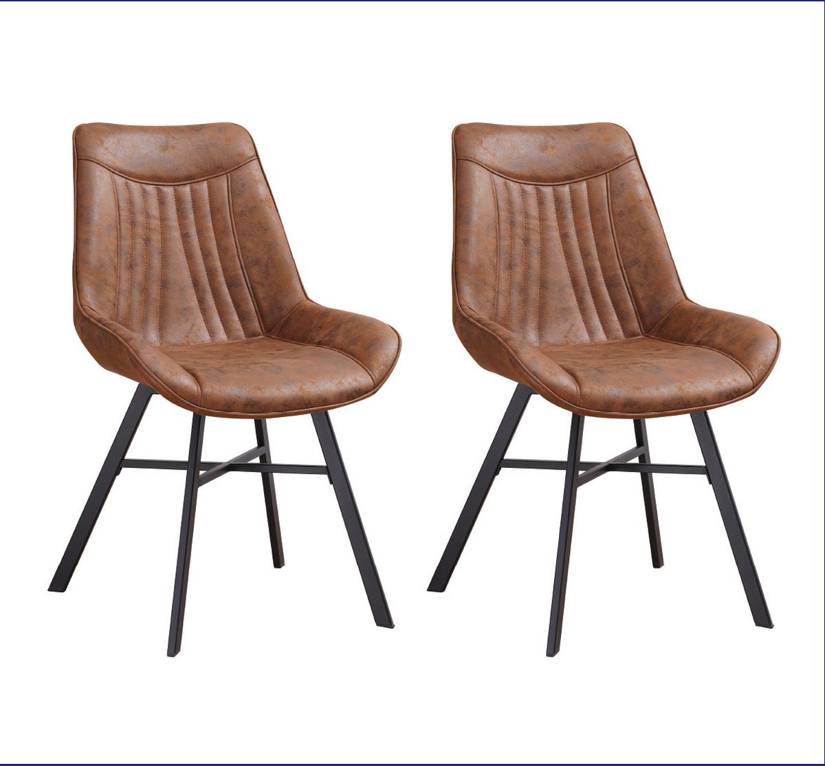 Stuhl-set Samuel Cognac, B: 53 Cm - Cognac/Schwarz, MODERN, Textil/Metall (53/87/63,5cm) - MID.YOU