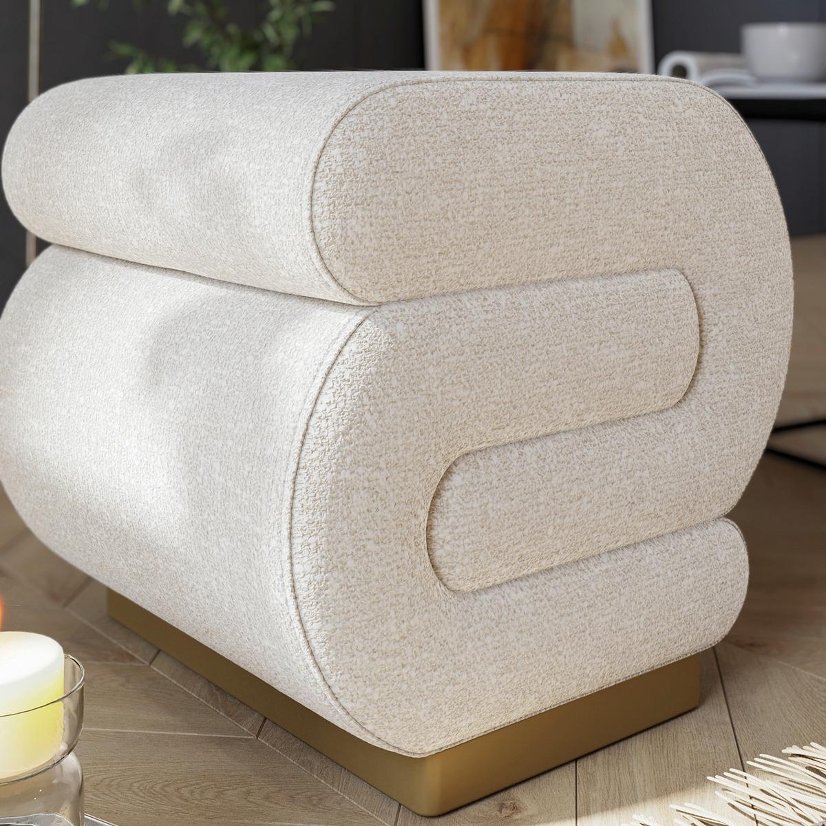 Hocker Sally Beige B: 40 Cm - Beige/Goldfarben, Design, Textil (40/42/42cm) - Livetastic