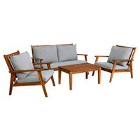 Loungegarnitur La Palma - Hellgrau/Akaziefarben, MODERN, Holz/Textil - Gardenson