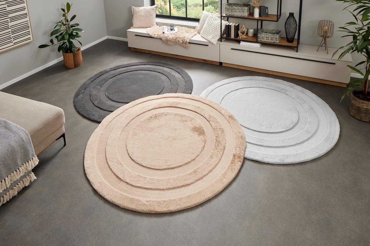 Szörme Szőnyeg Oscar Átmérő Kb. 160cm - bézs, Modern, textil (160cm) - Luca Bessoni