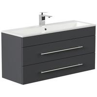 Badezimmer Portus Graphitfarben B: 100 Cm - Graphitfarben/Weiß, MODERN, Keramik/Holzwerkstoff (100cm) - MID.YOU