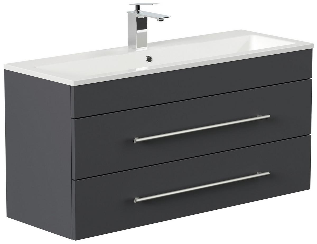 Badezimmer Portus Graphitfarben B: 100 Cm - Graphitfarben/Weiß, MODERN, Keramik/Holzwerkstoff (100cm) - MID.YOU