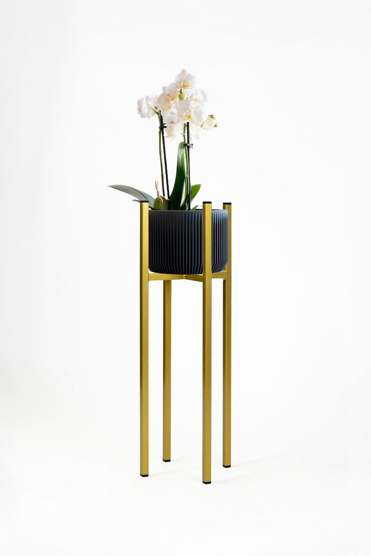 Blumenständer Aluminium Gold- farben BxHxT: 22x60x22 cm - Goldfarben, Basics, Metall (22/60/22cm)