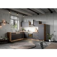 Eckküche Turin ohne Geräte 240x300 cm Grau/Eiche Dekor - Eiche Wotan/Grau, Design, Holzwerkstoff (240/300cm) - Held