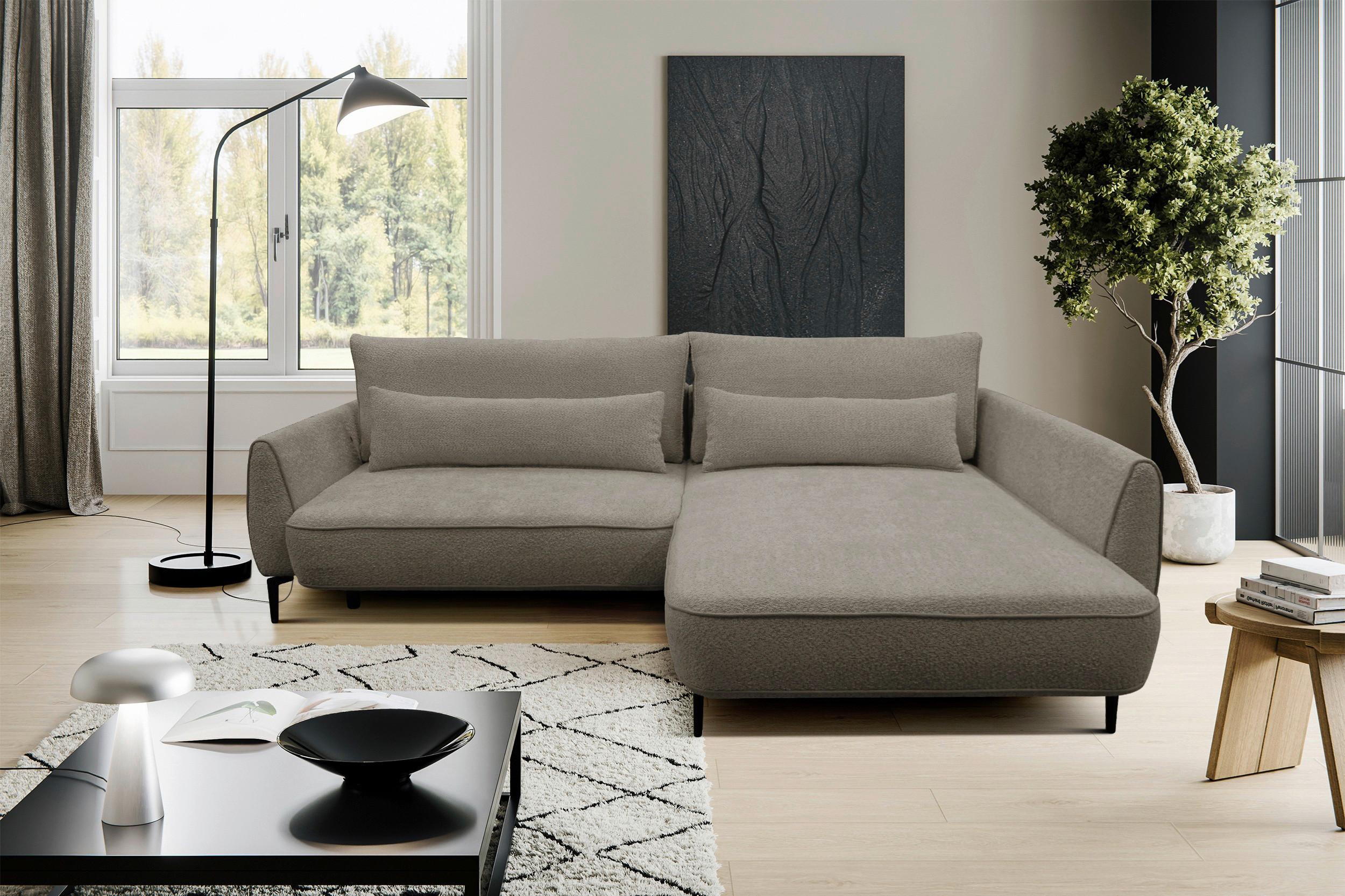 Ecksofa Abriamo Beige 273x204 cm - Beige/Schwarz, Design, Textil (273/204cm) - MID.YOU