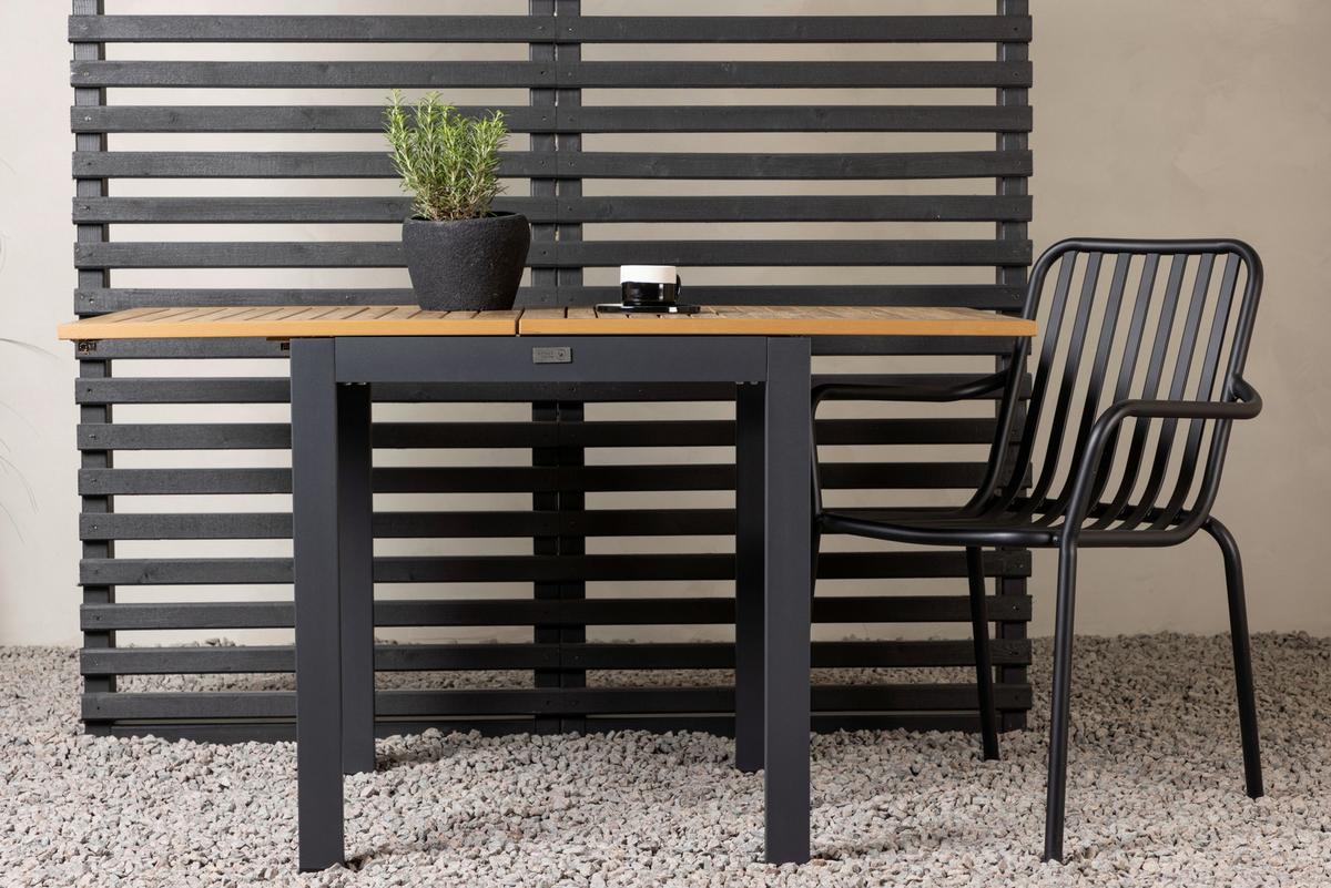 Balkontisch Diego - Schwarz/Braun, KONVENTIONELL, Holz/Metall (70/70/75cm) - Gardenson