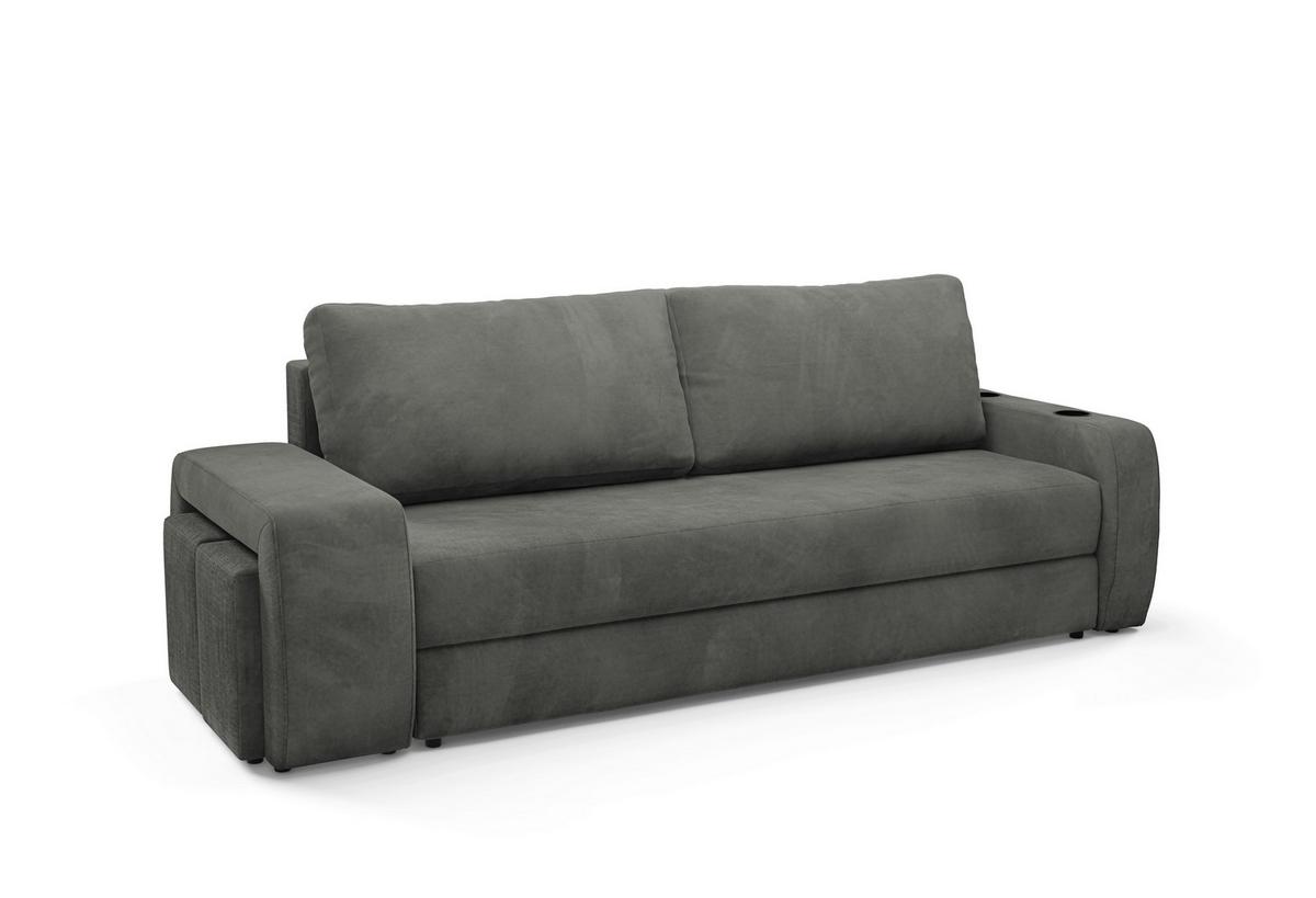 Schlafsofa Ines Grau B: 258cm - Schwarz/Grau, Design, Textil (258/98/95cm) - Livetastic