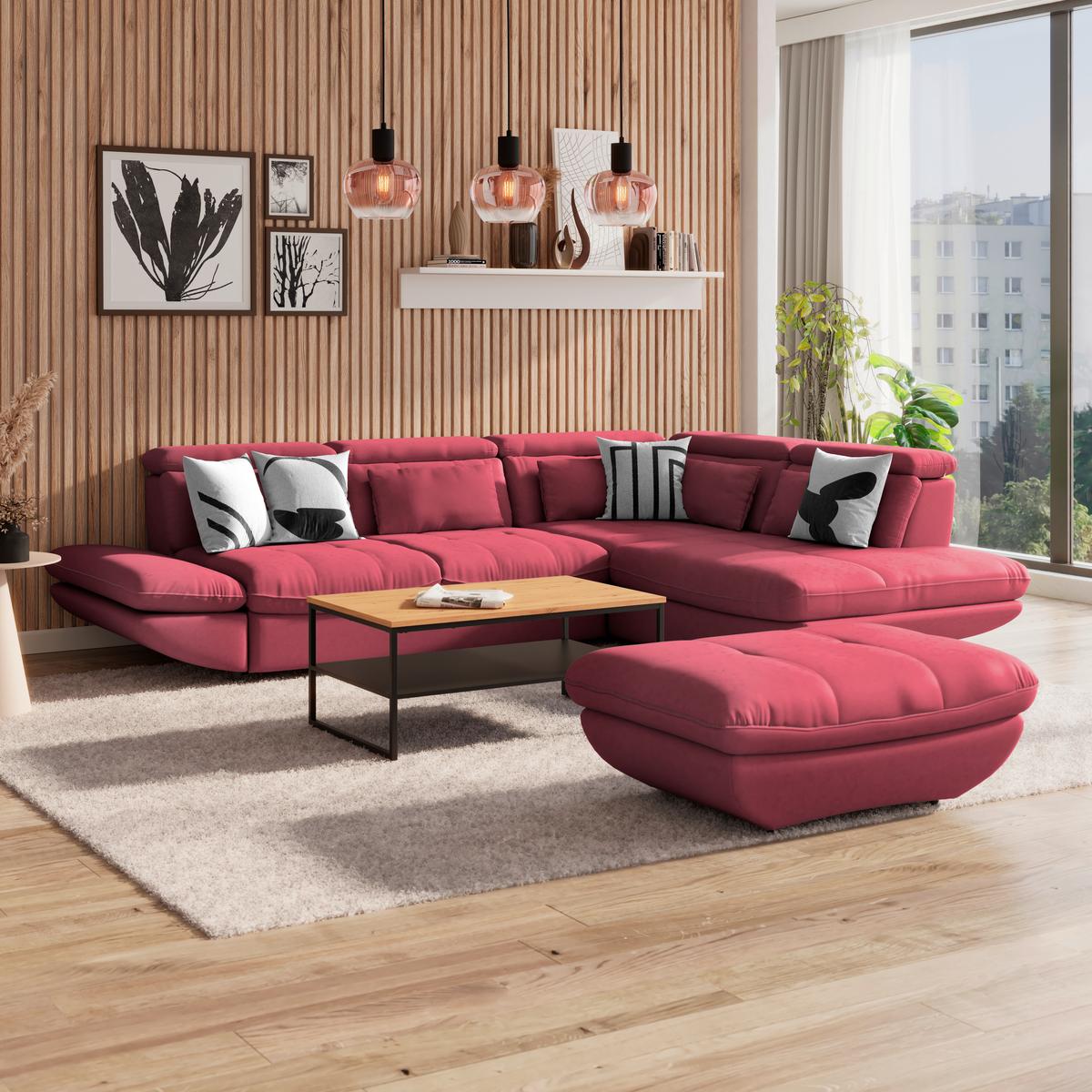 Ecksofa mit Schlaffunktion + Park Koralle 311 X 233 cm - Koralle/Schwarz, MODERN, Textil (311/233cm) - Luca Bessoni
